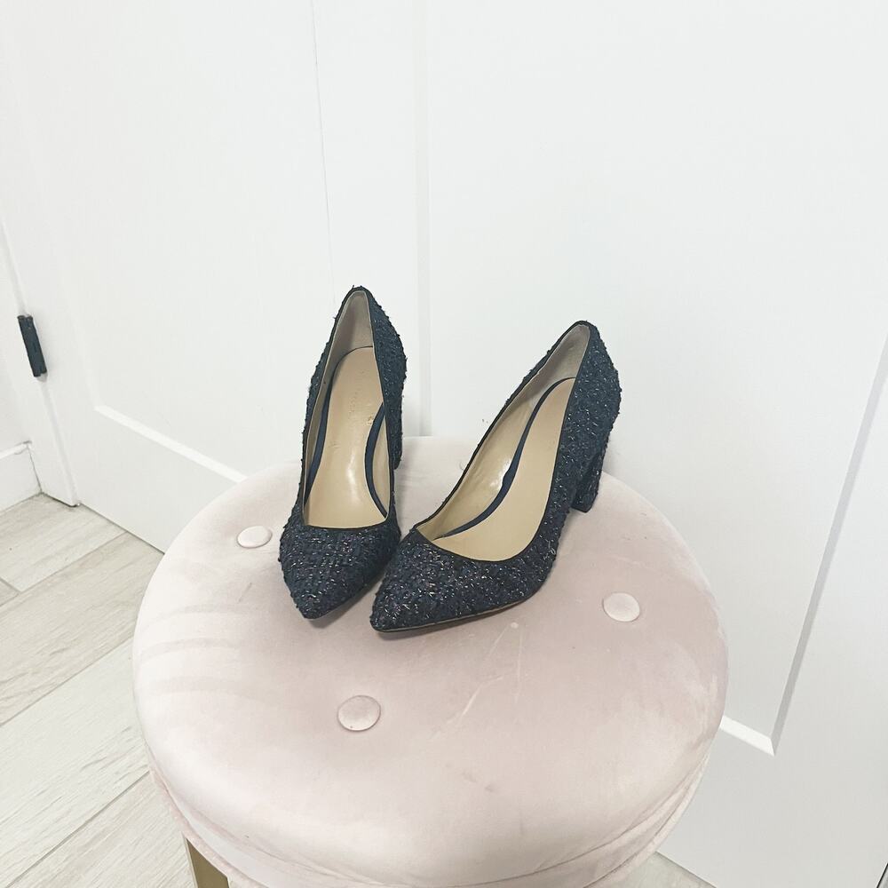 Ann Taylor Cornelia Blue Tweed Heels Size 6.5